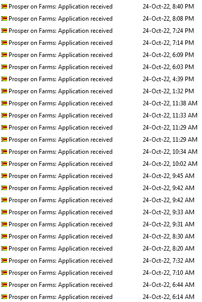 Image shows a list of applications for access to irrigation as they were received